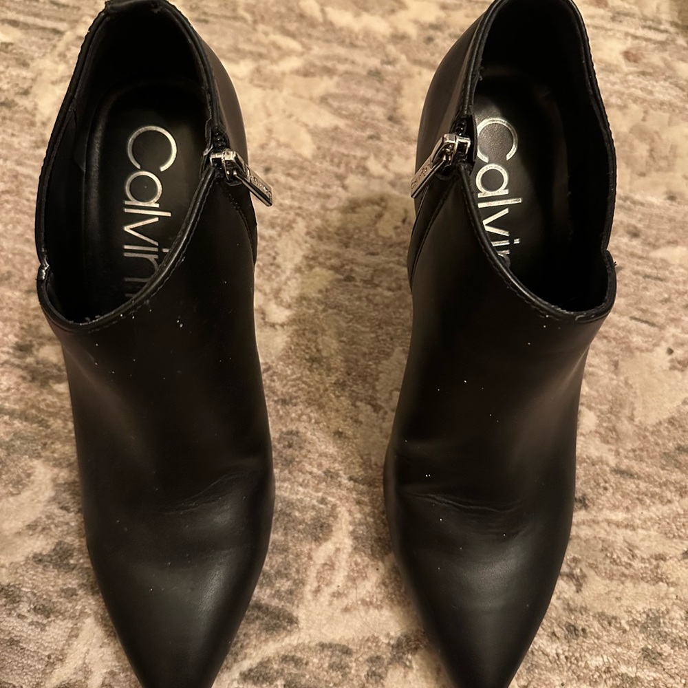 Calvin Klein Sleek Black Ankle Boot. 4 inches